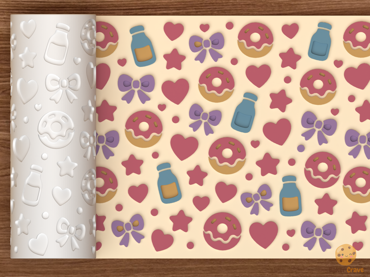 Sweet Treats Textured Roller STL File - 01 main photo emboss colored