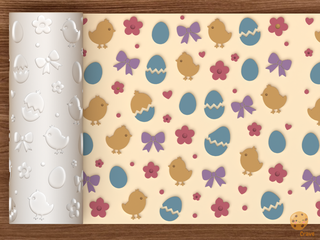 Easter Chick Textured Roller STL File - 01 main photo emboss colored
