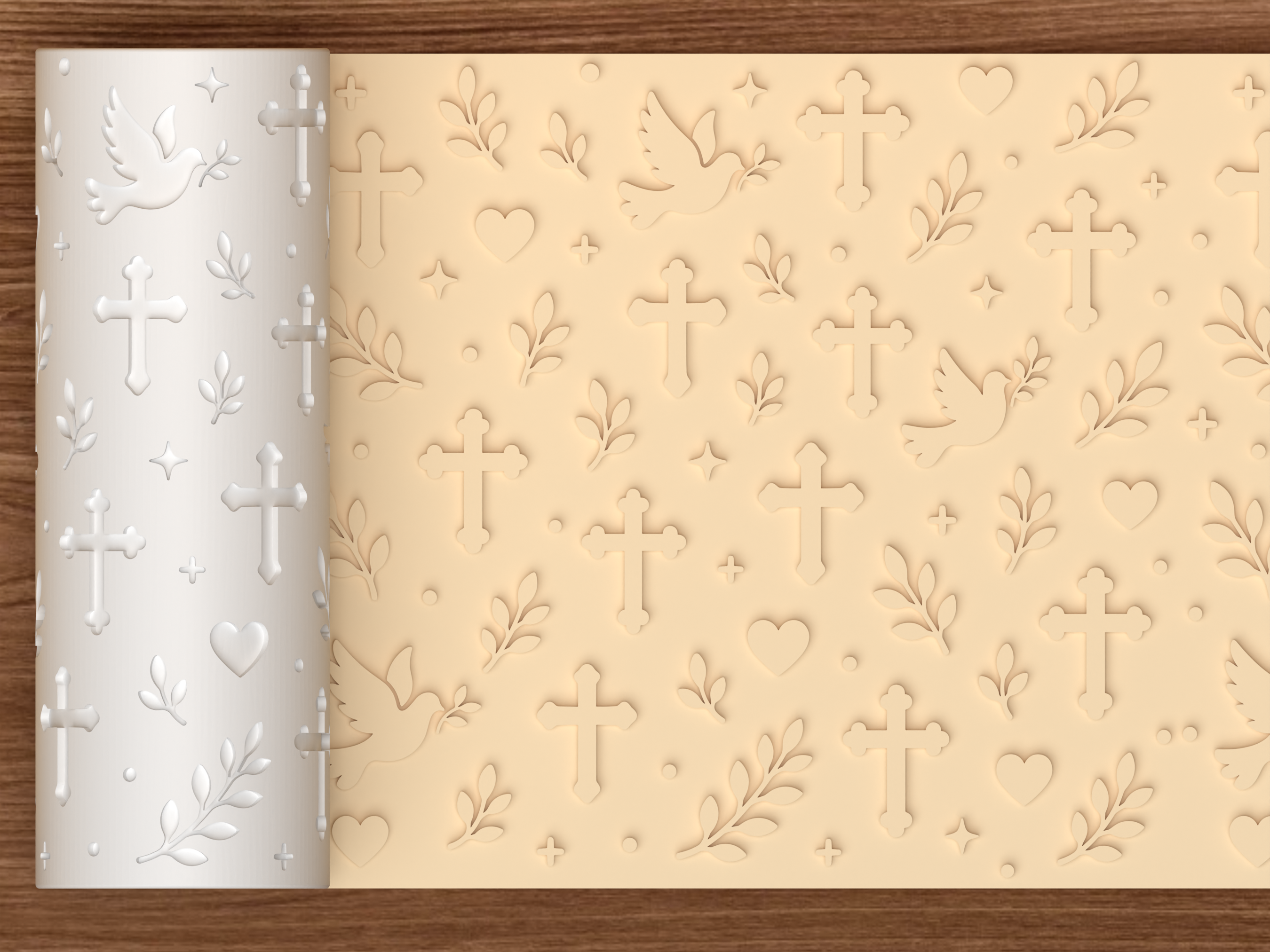 Faith & Dove Textured Roller STL File - 01 main photo emboss
