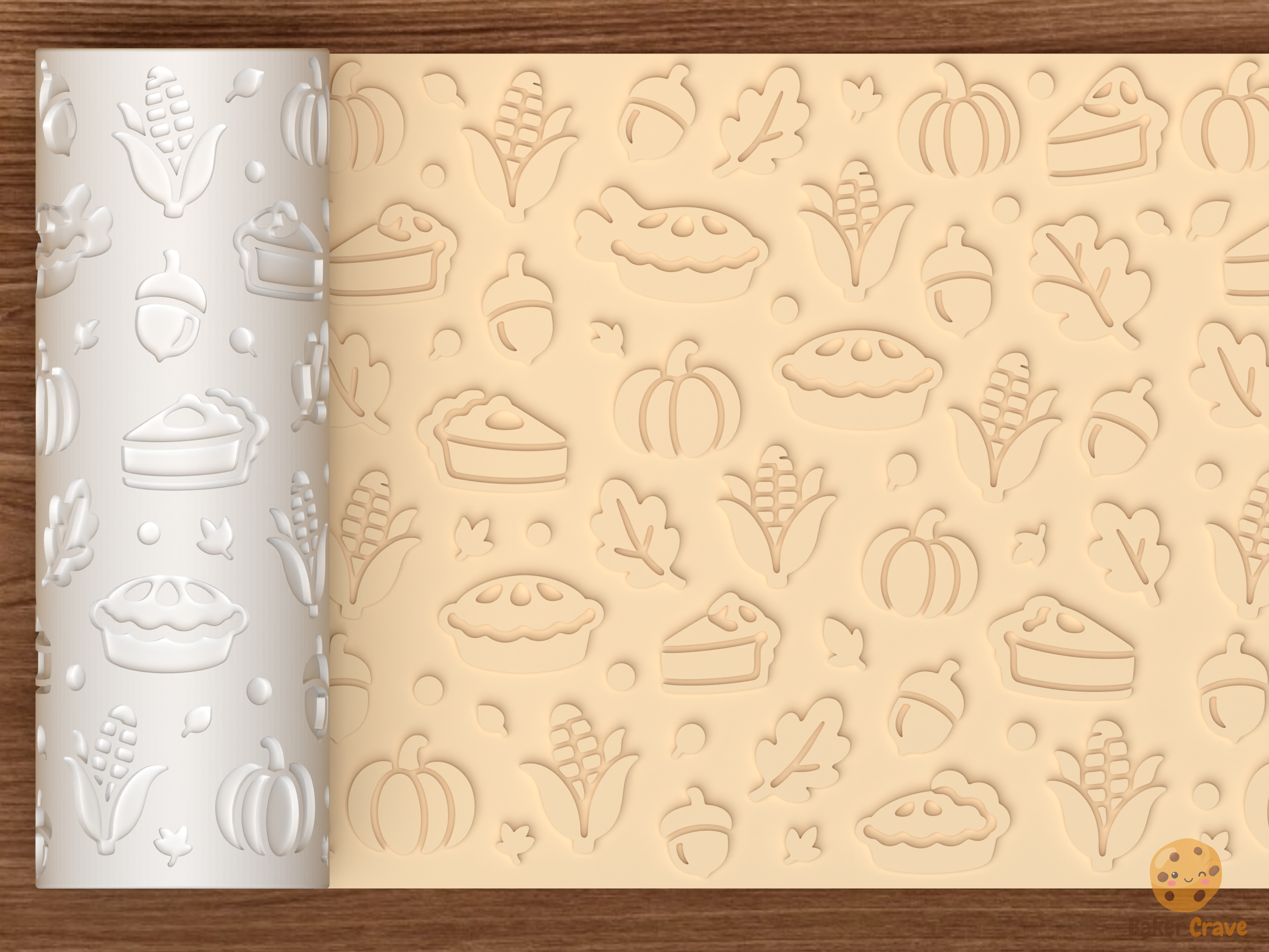 Thanksgiving Harvest Textured Roller STL File - 01 main photo emboss