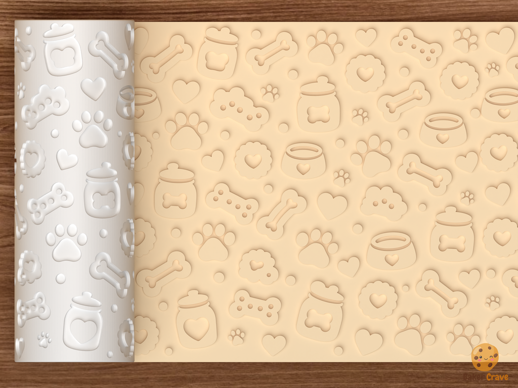 Dog Treat Bakery Textured Roller STL File - 01 main photo emboss