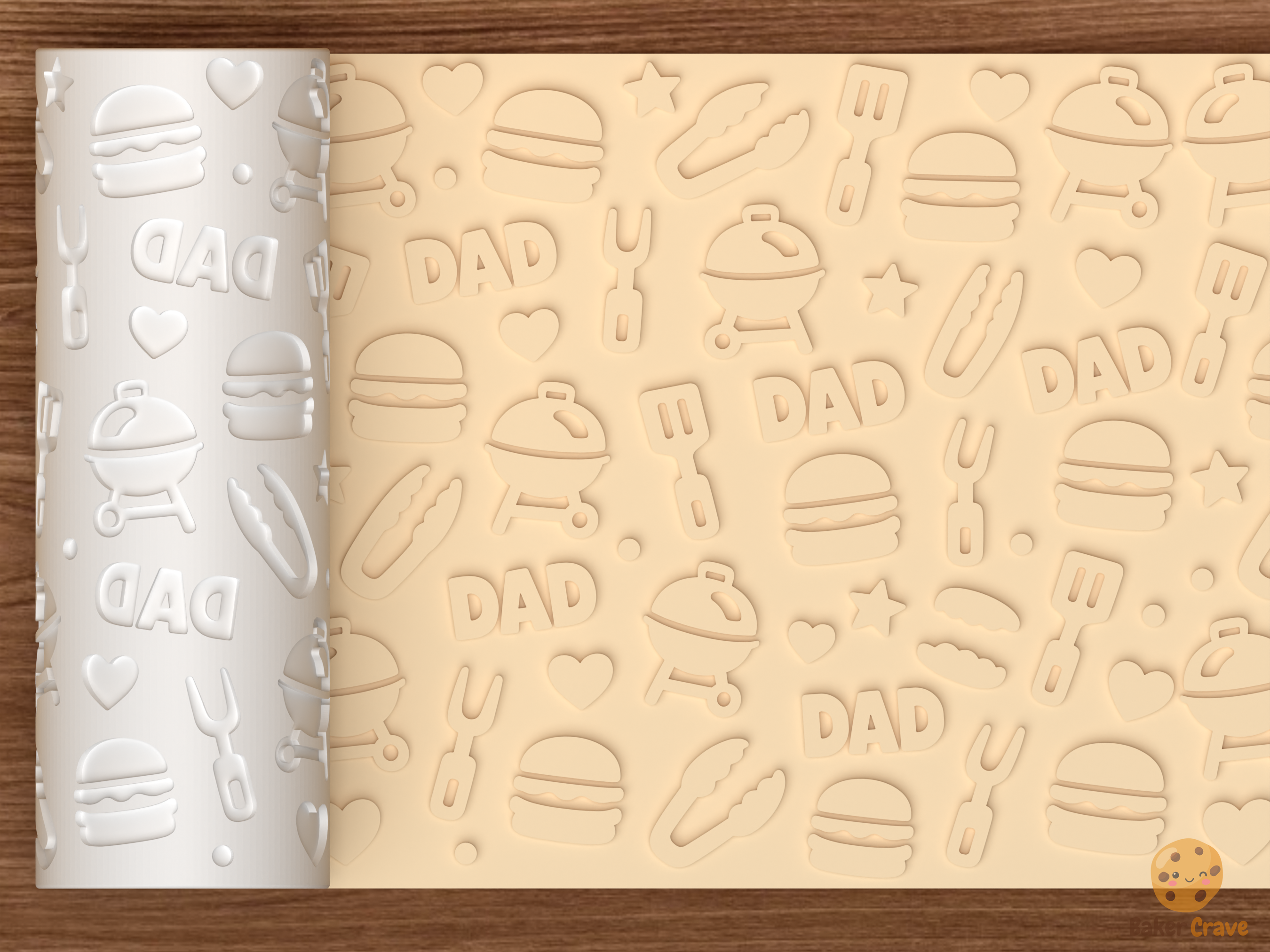 Father's Day BBQ Textured Roller STL File