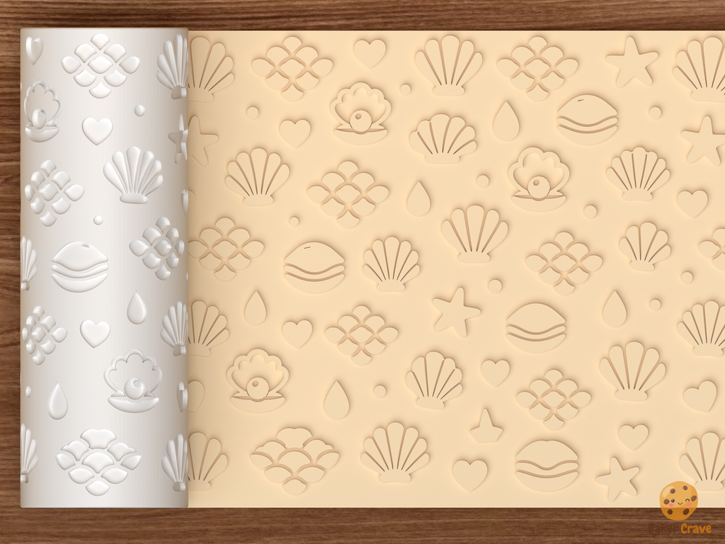 Coastal Seashell Textured Roller STL File - 01 main photo emboss