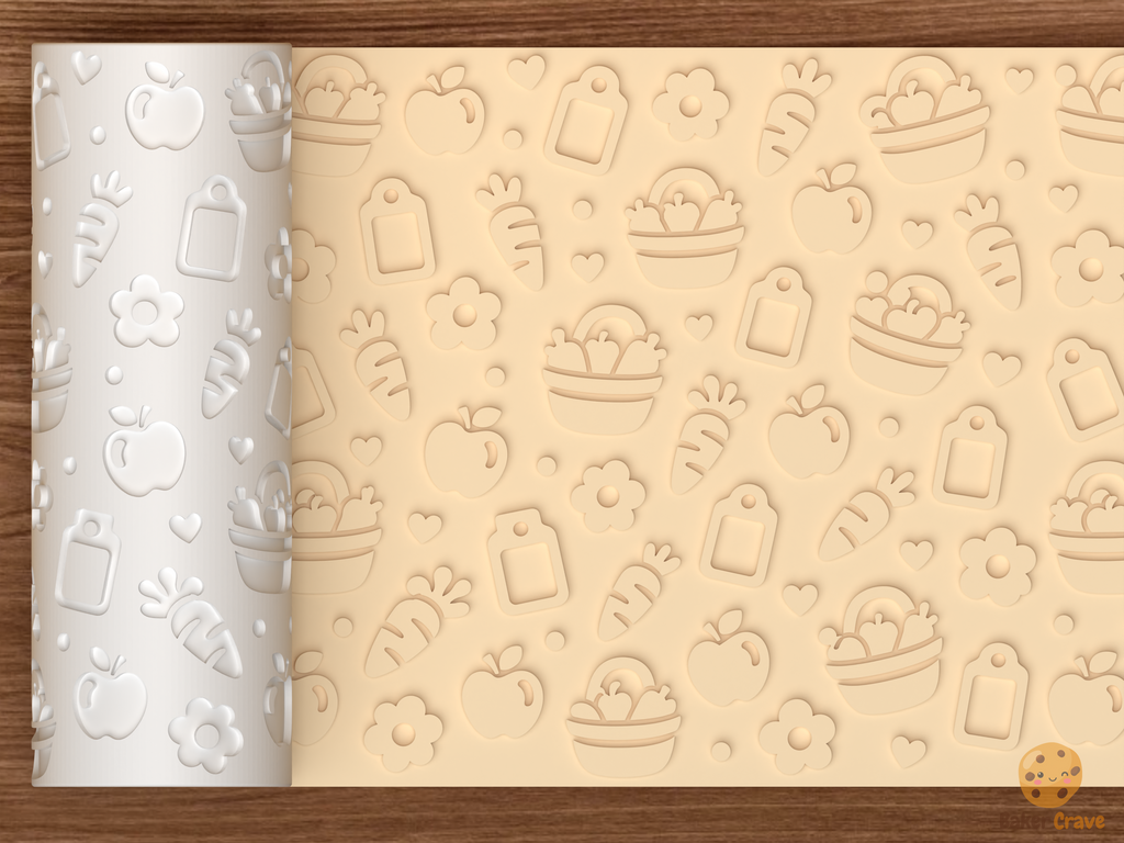 Farmers Market Harvest Textured Roller STL File - 01 main photo emboss