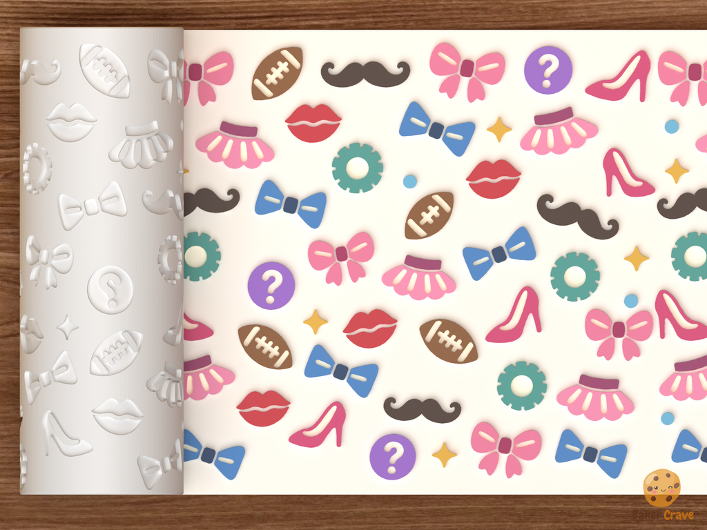 Gender Reveal Bows Or Bowties Textured Roller STL File