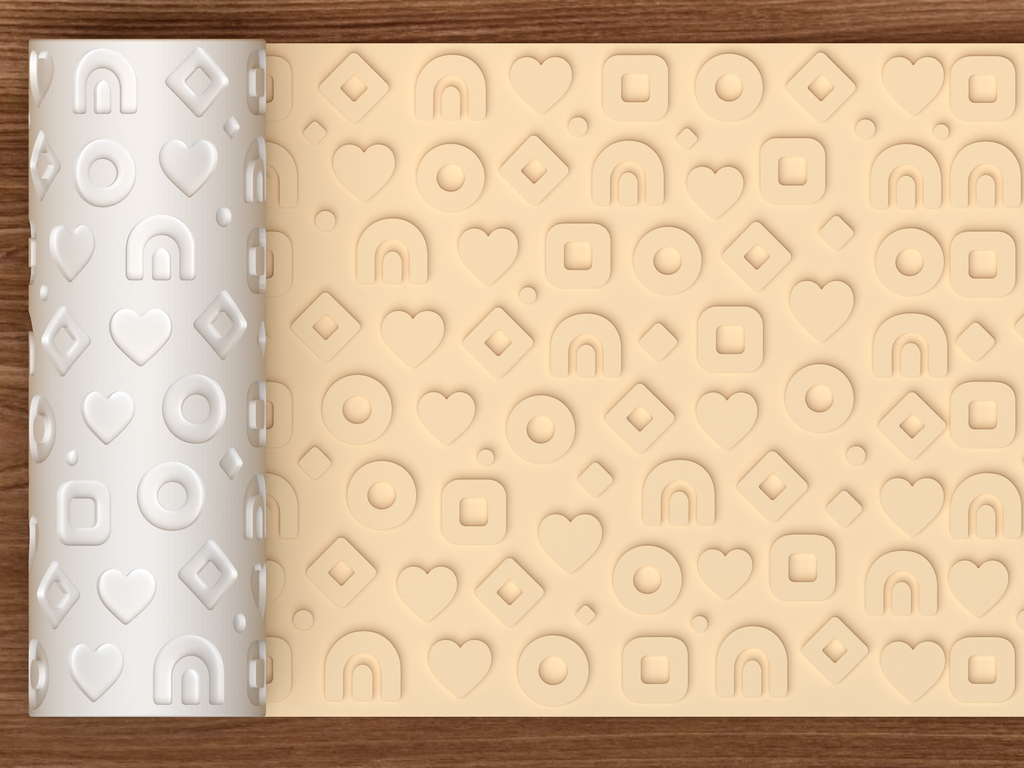 Retro Boho Geometric Textured Roller STL File - 01 main photo emboss