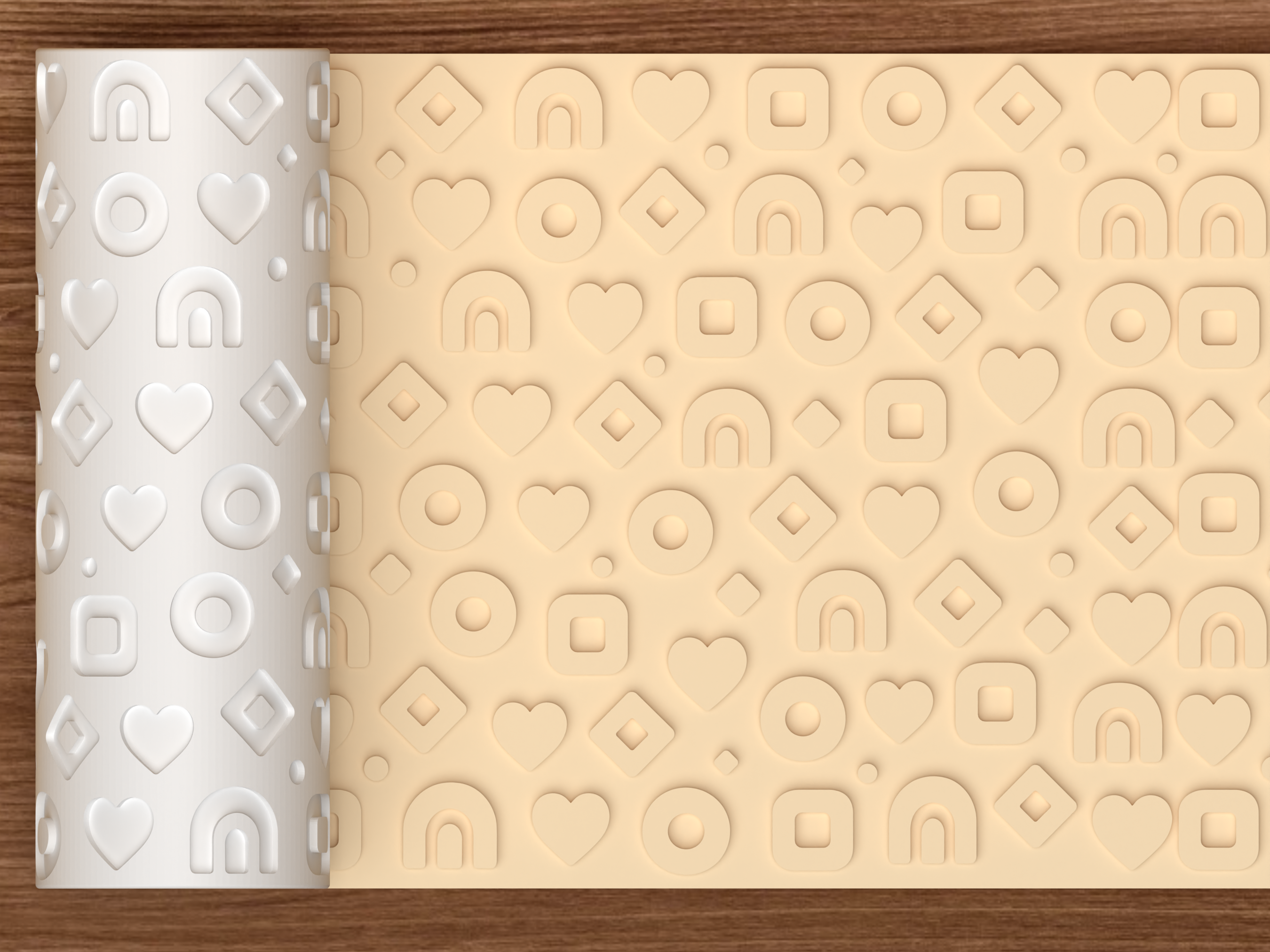 Retro Boho Geometric Textured Roller STL File - 01 main photo emboss