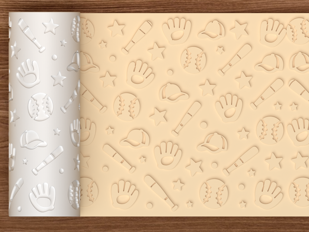 Baseball Sports Textured Roller STL File - 01 main photo emboss