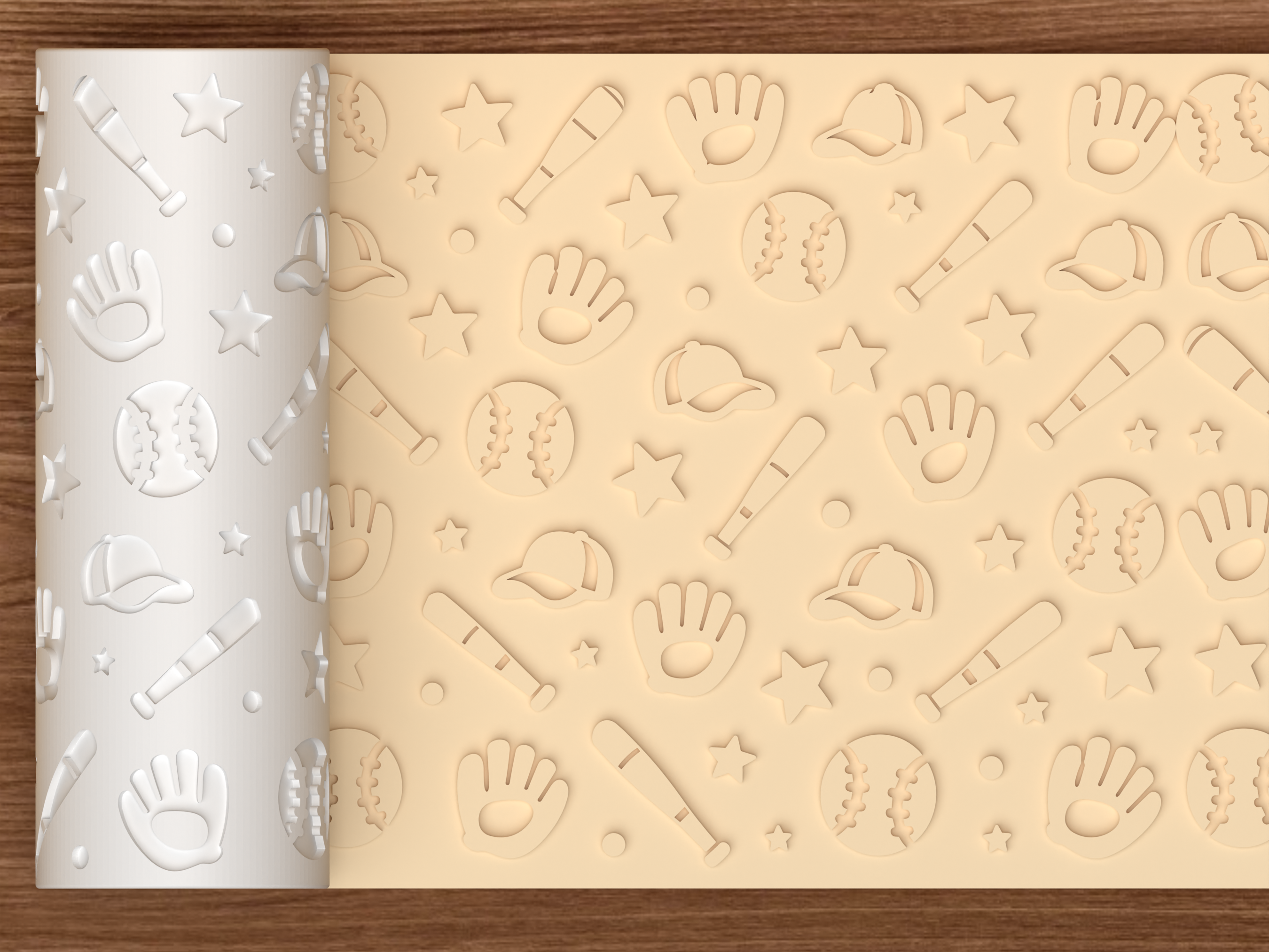 Baseball Sports Textured Roller STL File - 01 main photo emboss
