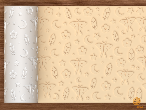 Celestial Luna Moth Textured Roller STL File - 01 main photo emboss