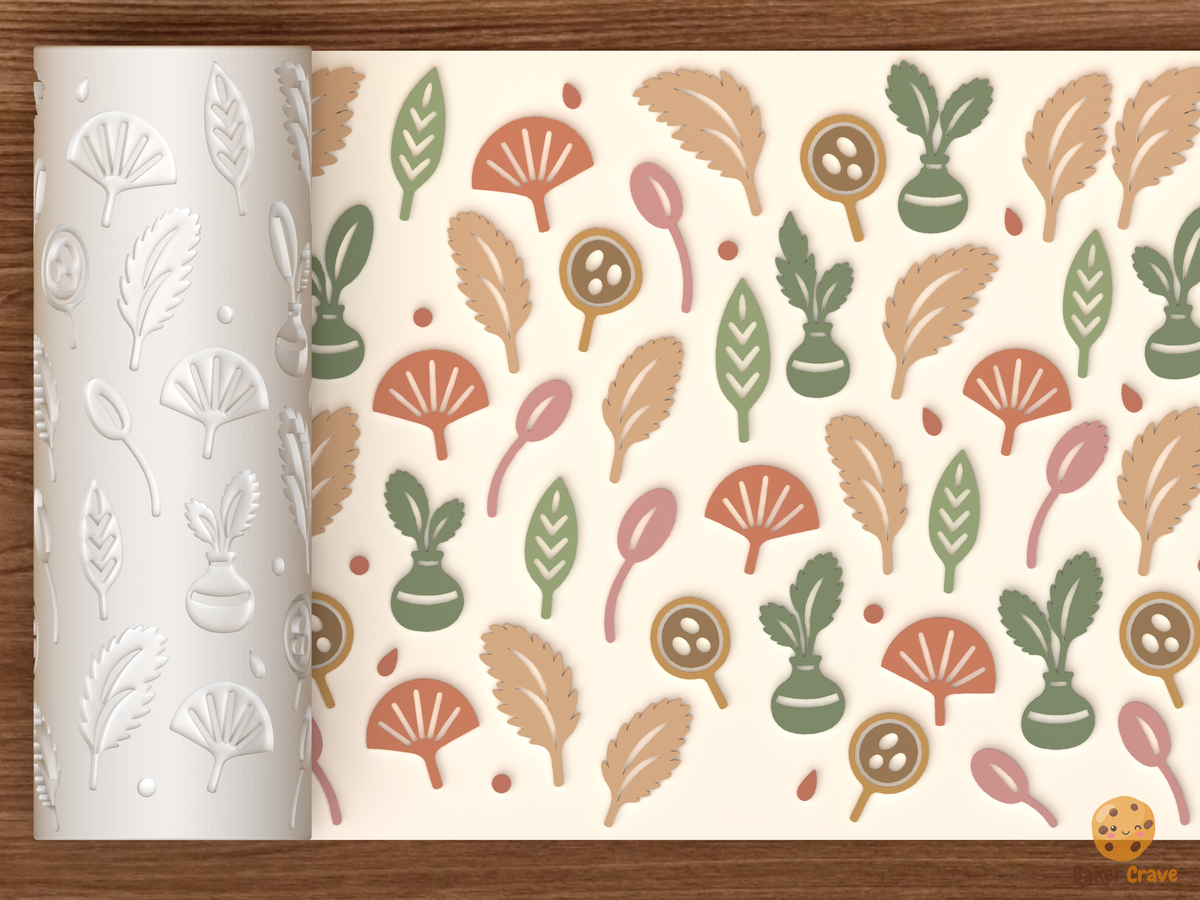Boho Pampas Dried Florals Textured Roller