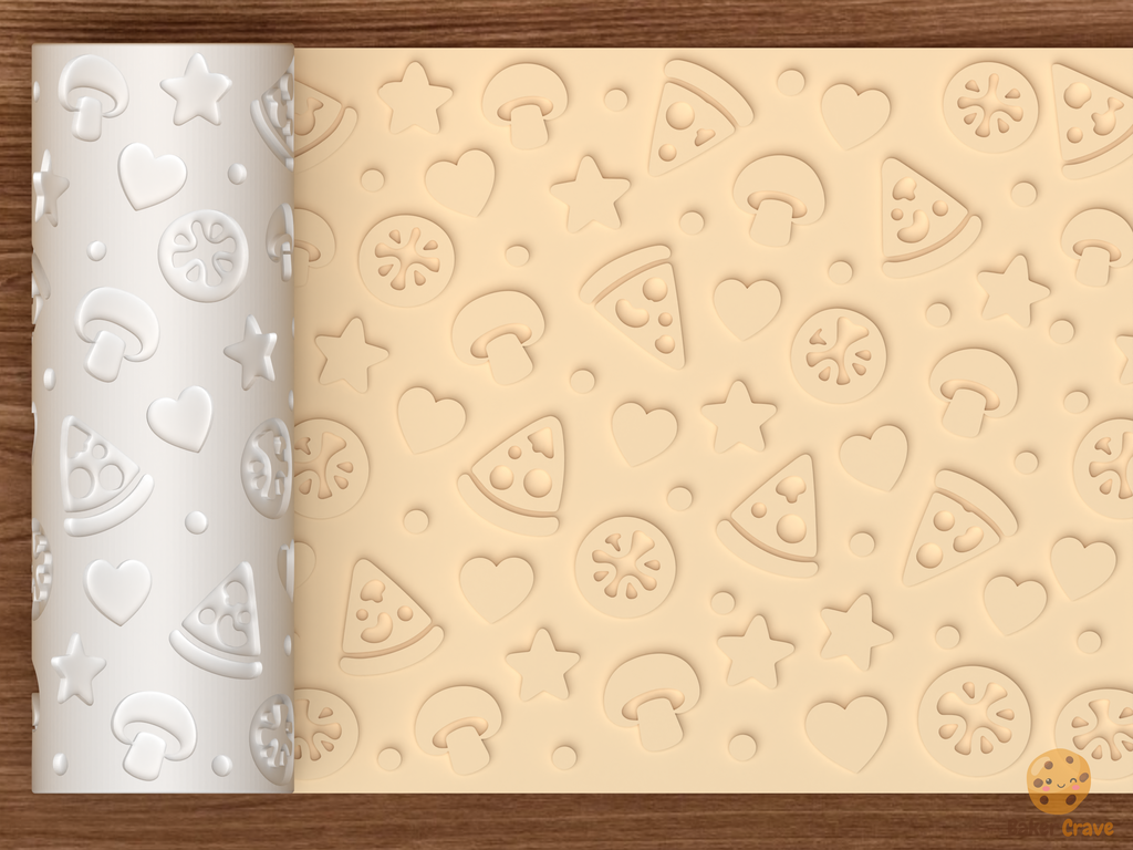 Pizza Party Textured Roller STL File - 01 main photo emboss