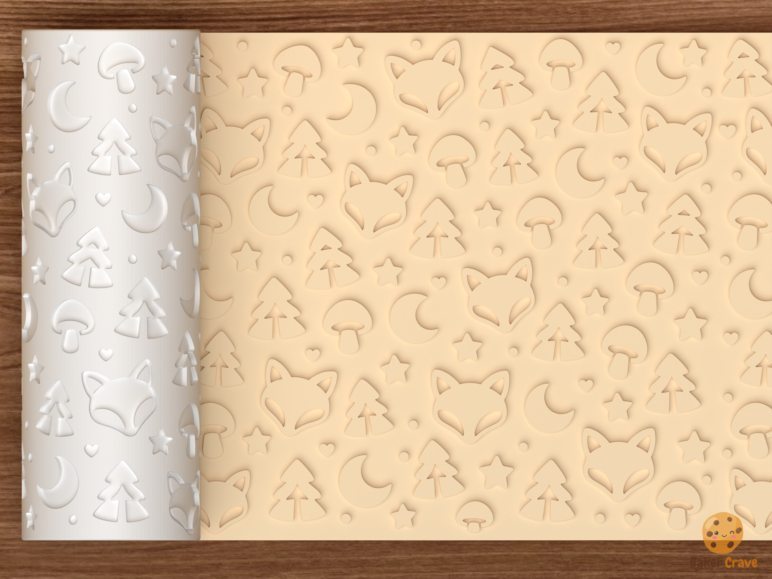 Fox Woodland Textured Roller STL File - 01 main photo emboss