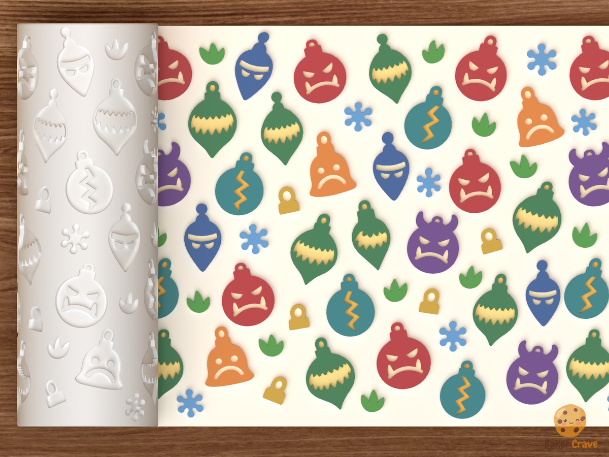 Grumpy Monster Ornament Baubles Textured Roller