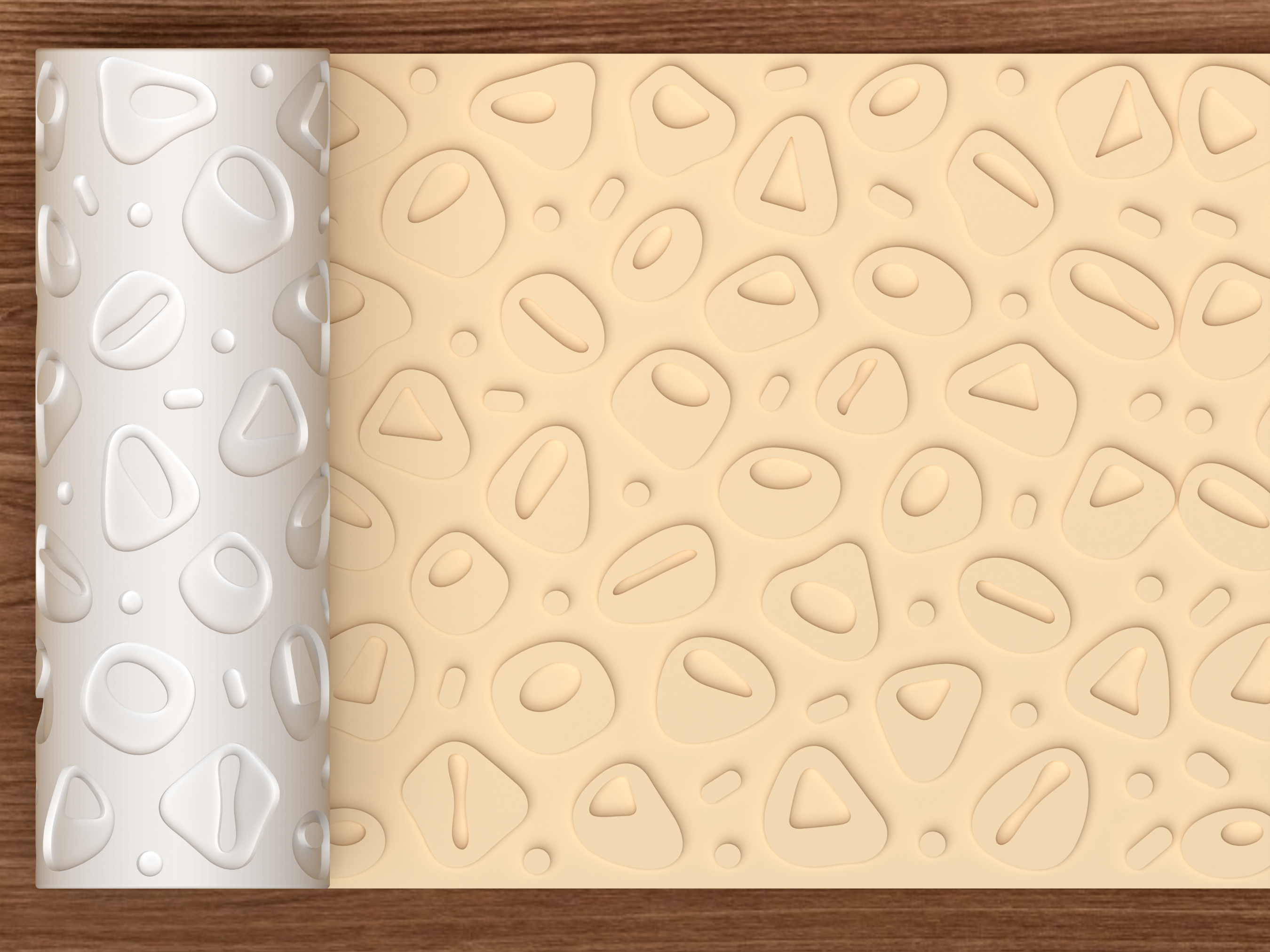 Mid Century Abstract Pebble Textured Roller STL File - 01 main photo emboss