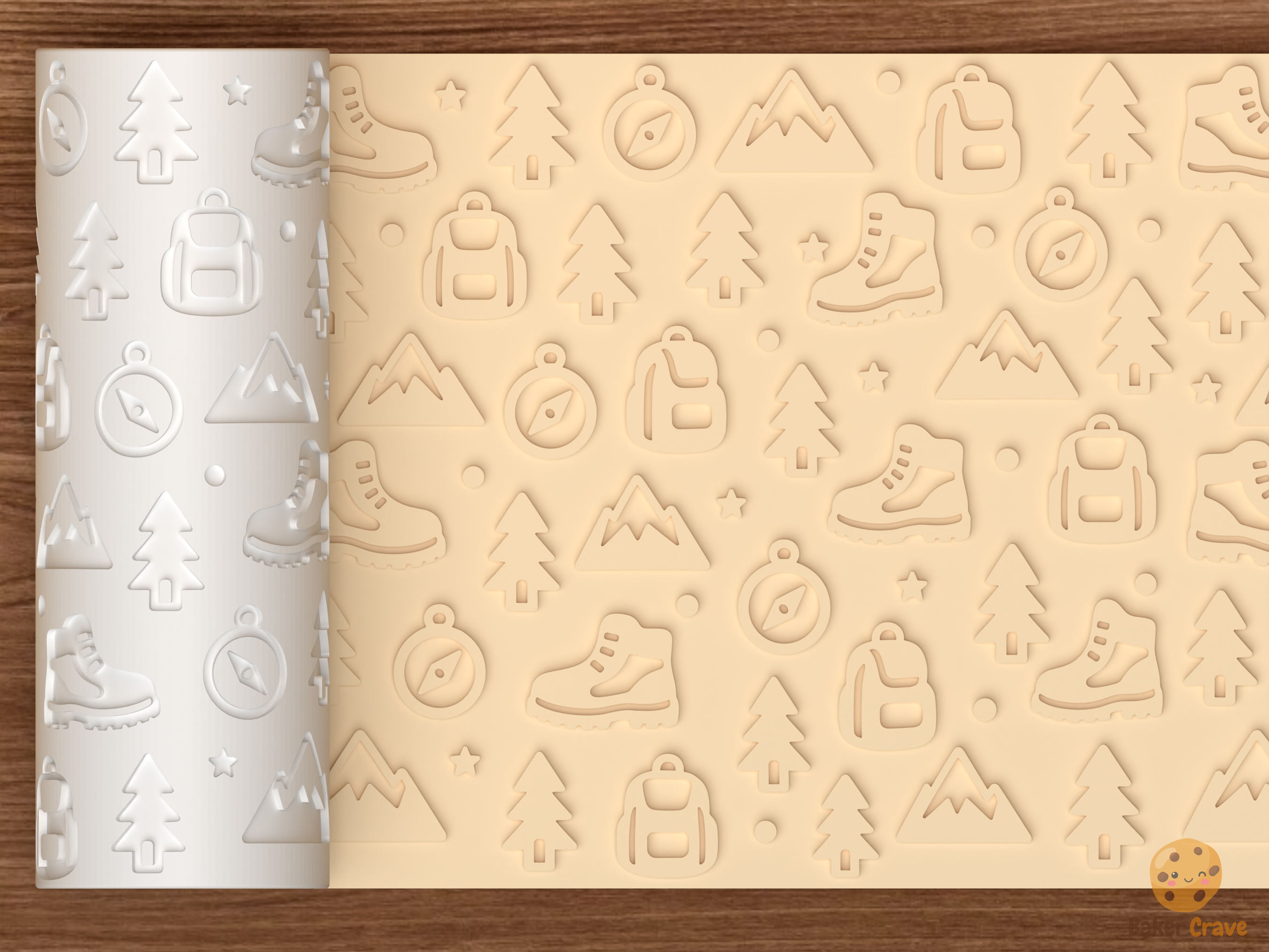 Hiking Adventure Textured Roller STL File - 01 main photo emboss