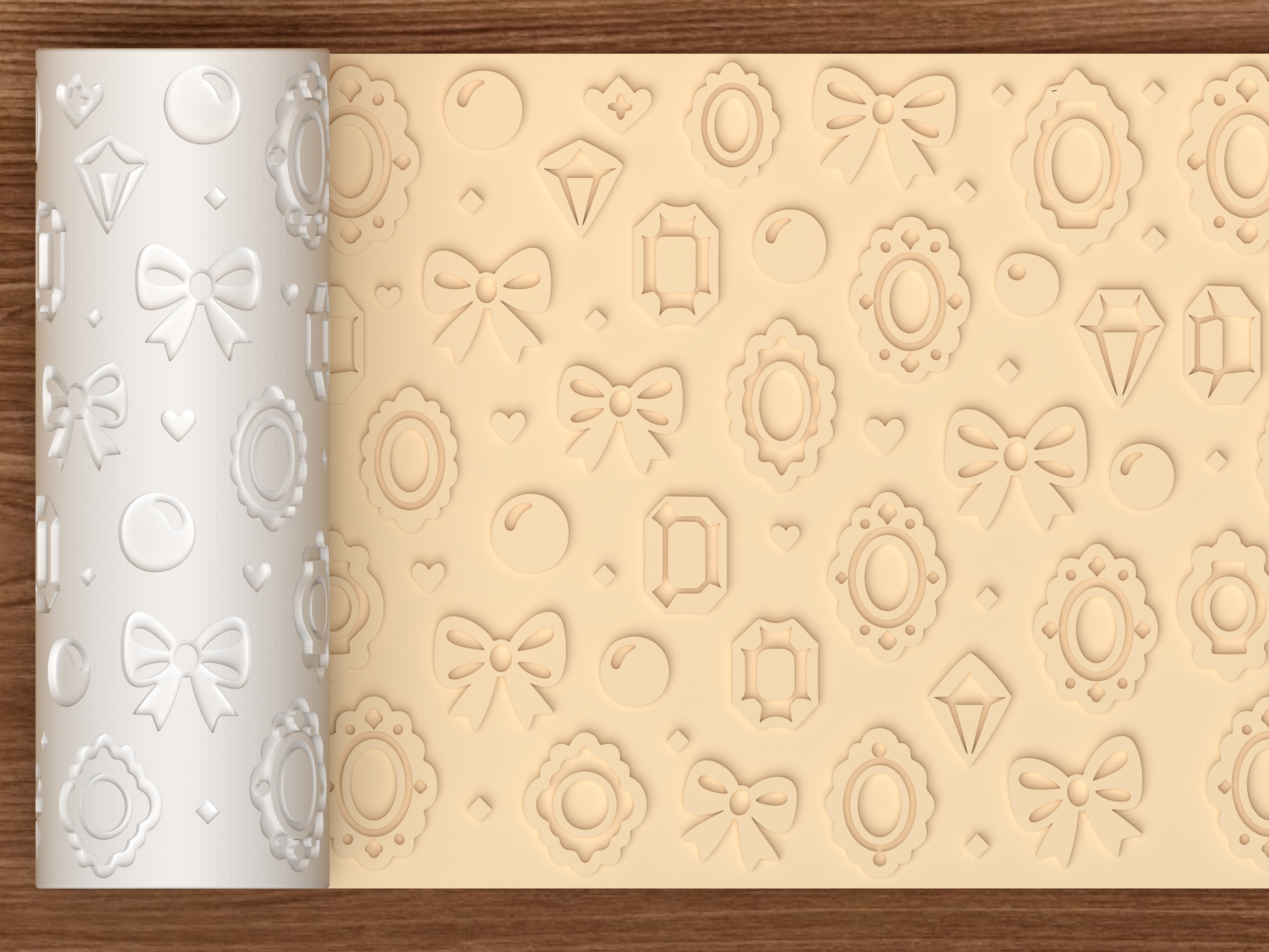 Coquette Jewelry Textured Roller STL File - 01 main photo emboss