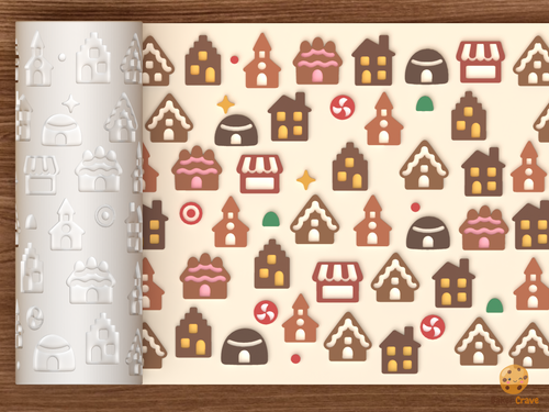 Gingerbread House Village Textured Roller STL File