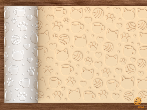 Cat Cafe Textured Roller STL File - 01 main photo emboss
