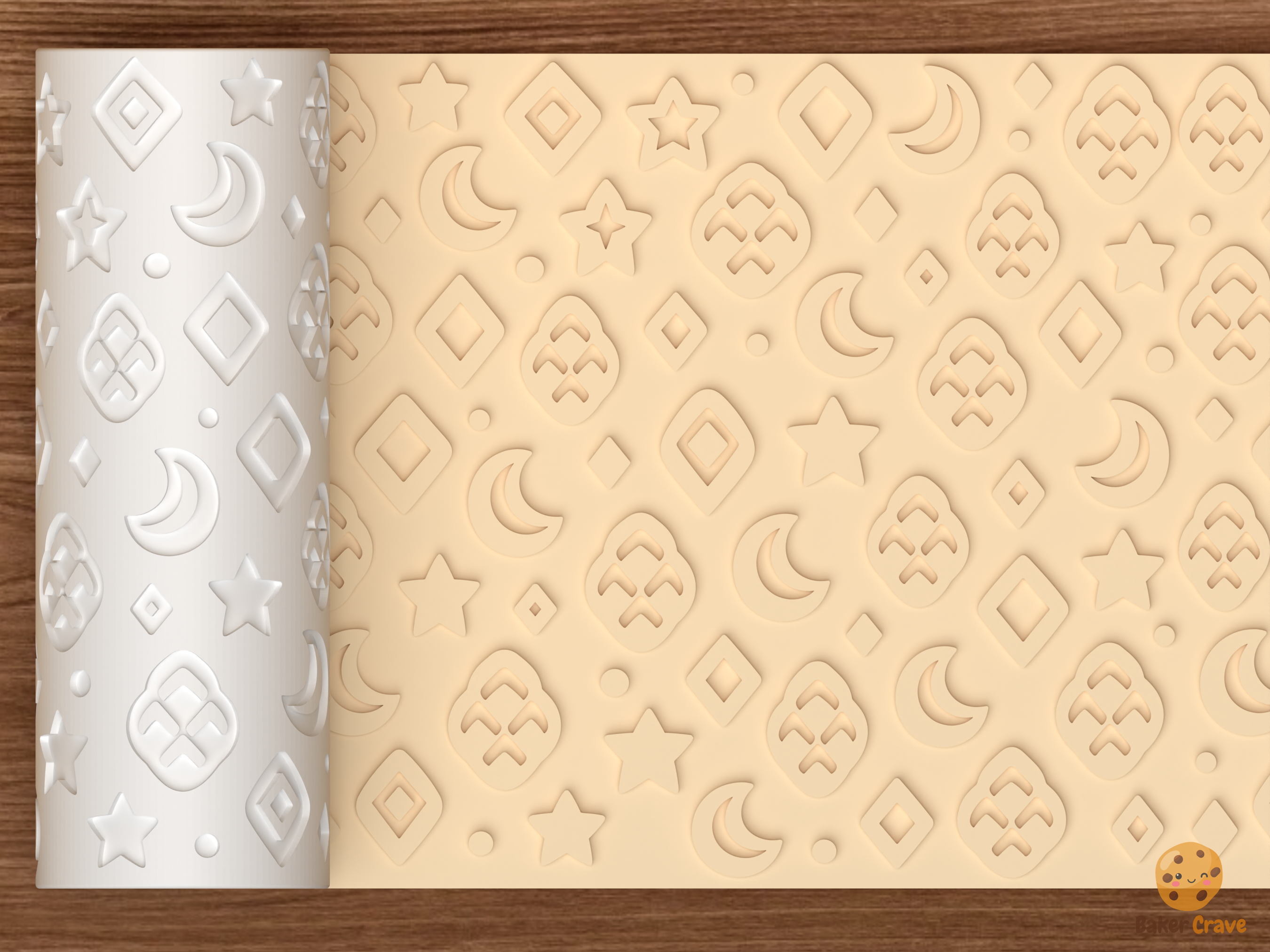 Snake Skin Geometric Textured Roller STL File - 01 main photo emboss