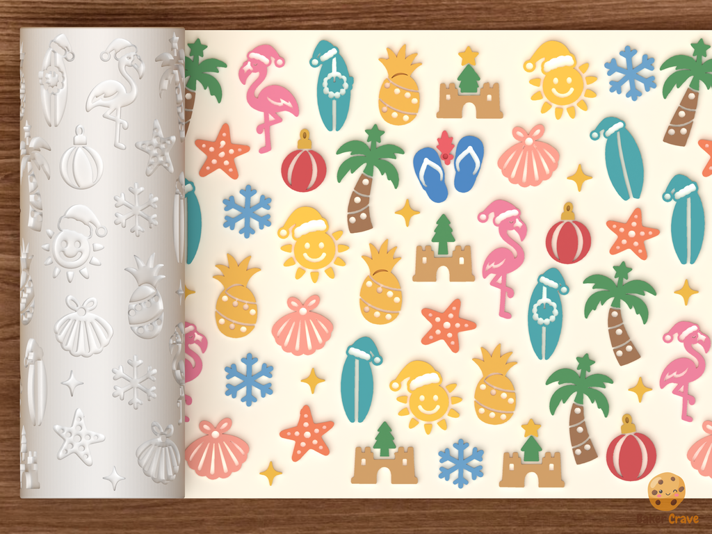 Coastal Tropical Christmas Beach Santa Christmas In Textured Roller STL File