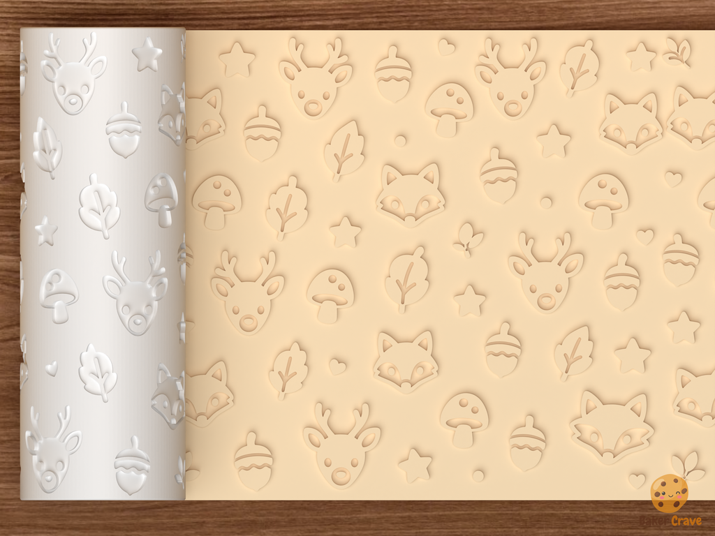 Woodland Forest Animals Textured Roller STL File - 01 main photo emboss