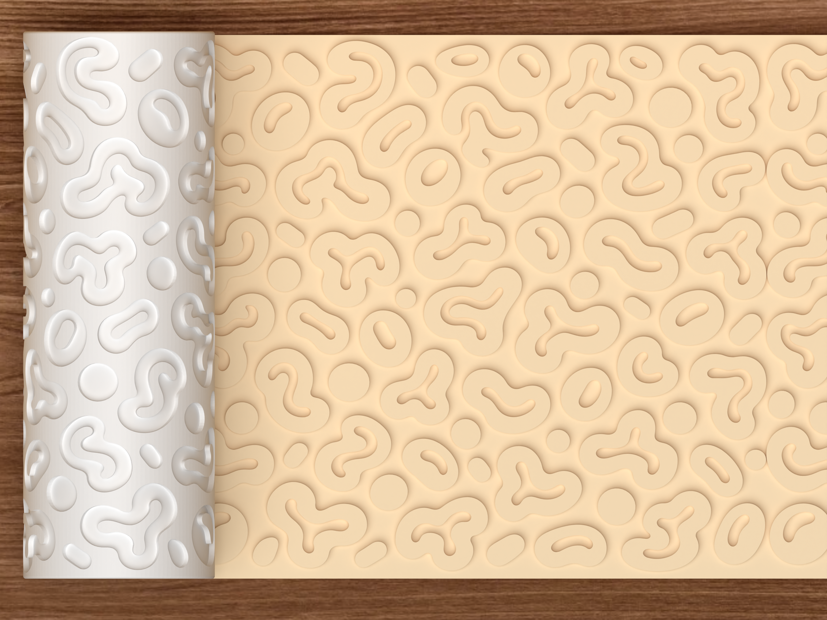 Abstract Amoeba Blob Textured Roller STL File - 01 main photo emboss