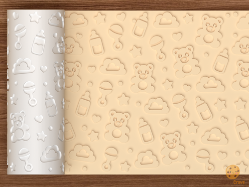 Baby Shower Teddy Bear Textured Roller STL File - 01 main photo emboss