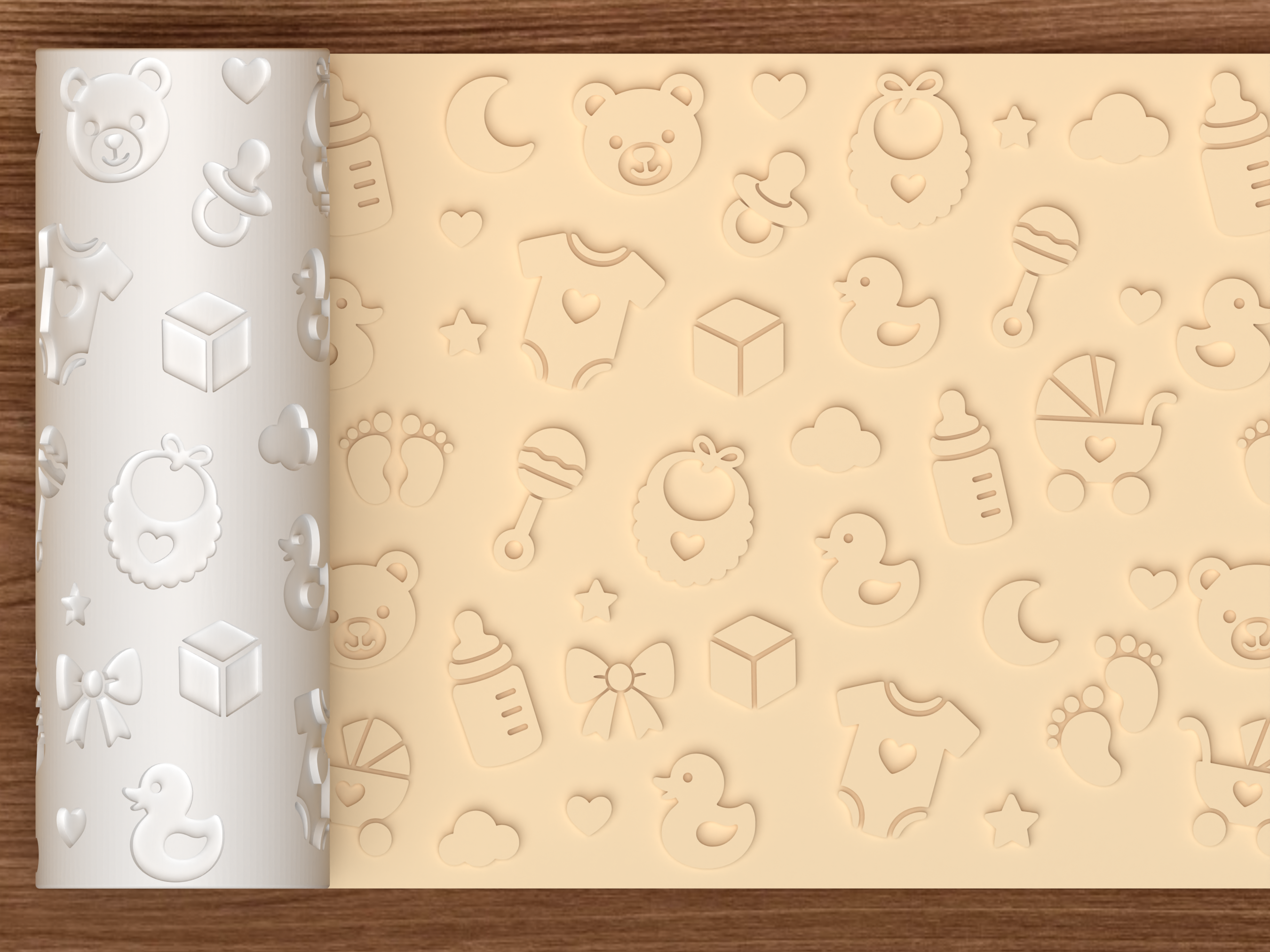 Baby Shower Textured Roller STL File - 01 main photo emboss