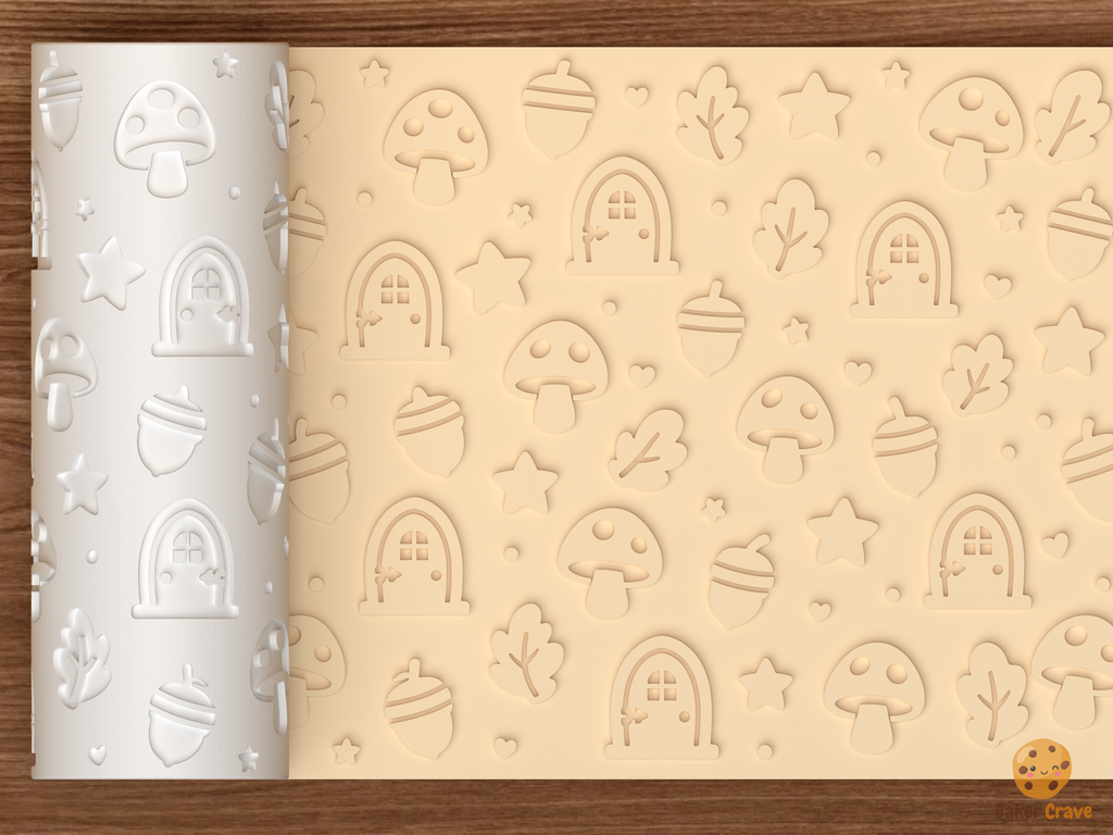 Woodland Fairy Garden Textured Roller STL File - 01 main photo emboss