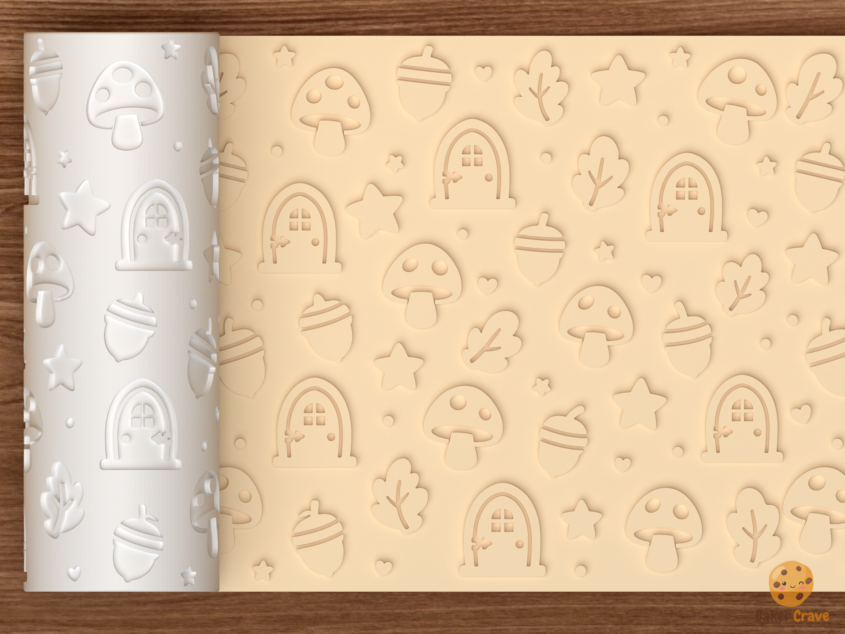 Woodland Fairy Garden Textured Roller STL File - 01 main photo emboss