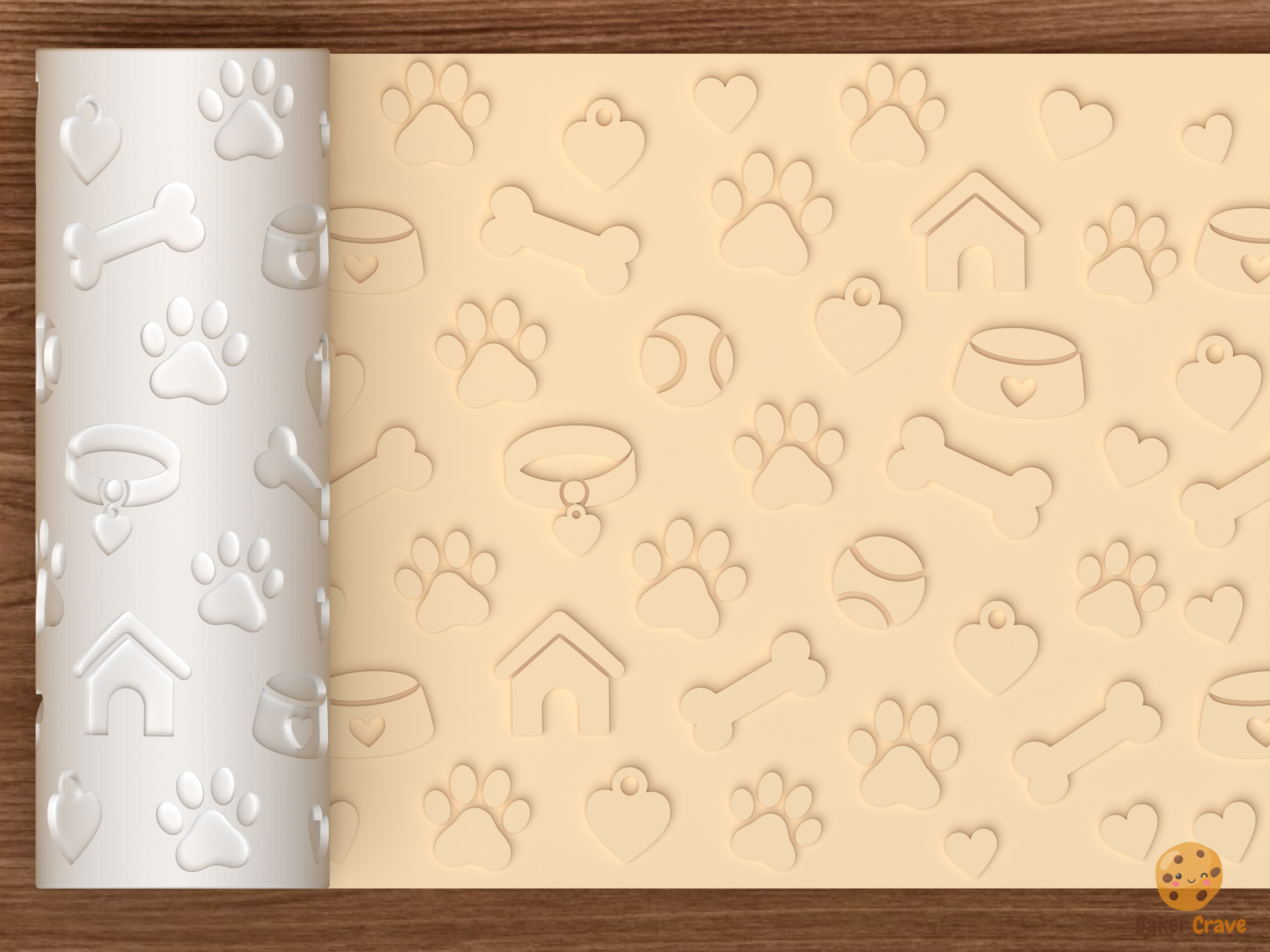 Dog Pet Textured Roller STL File - 01 main photo emboss