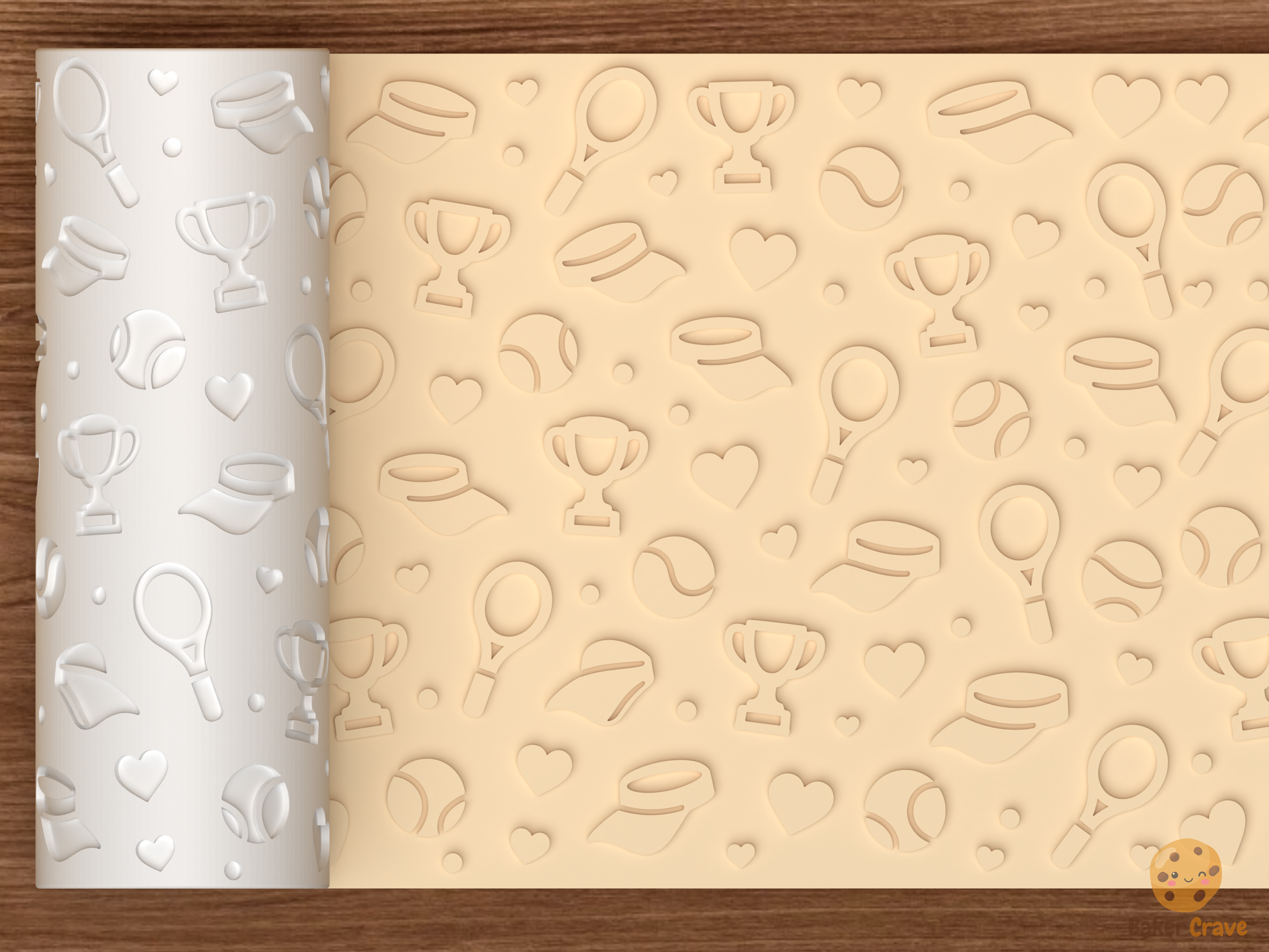 Tennis Love Textured Roller STL File - 01 main photo emboss