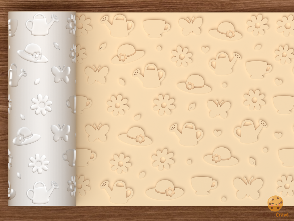 Spring Garden Tea Party Textured Roller STL File - 01 main photo emboss