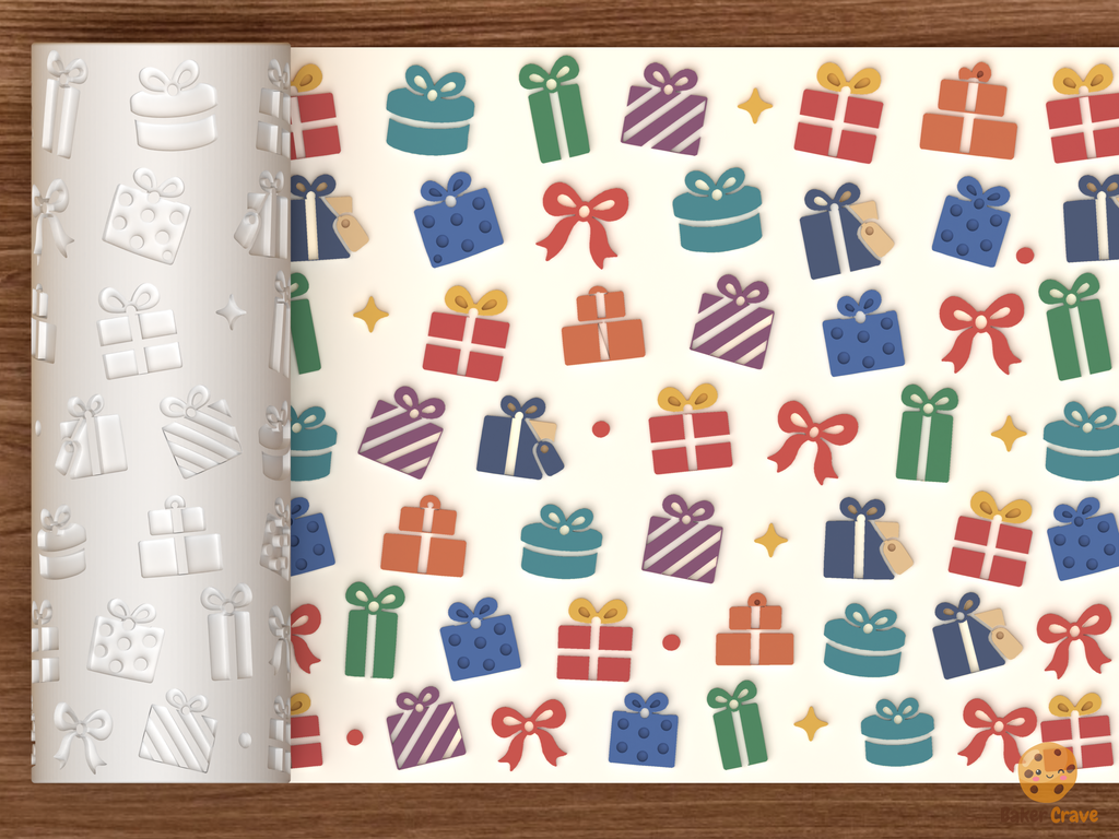 Wrapped Christmas Presents Bows Textured Roller STL File