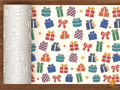 Wrapped Christmas Presents Bows Textured Roller STL File