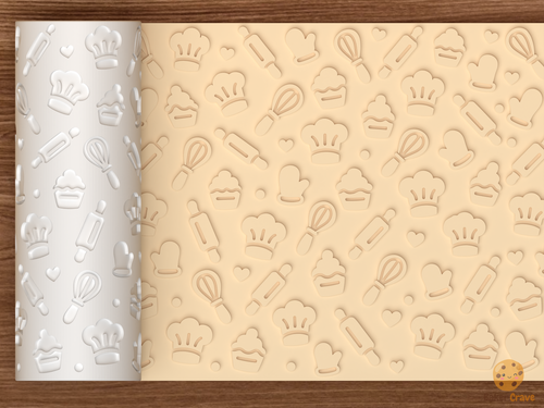 Baking Kitchen Chef Textured Roller STL File - 01 main photo emboss