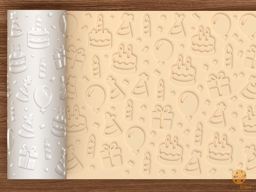 Birthday Party Celebration Textured Roller STL File - 01 main photo emboss