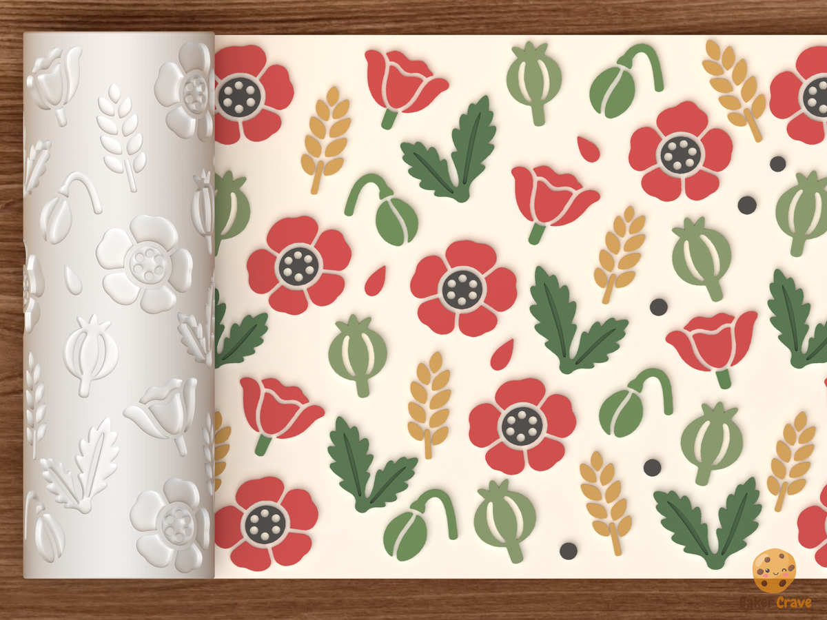 Poppy Blossom Remembrance Textured Roller