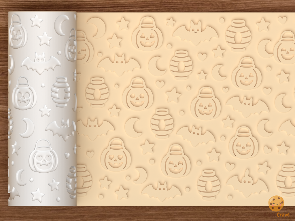 Pumpkin Lantern Parade Textured Roller STL File - 01 main photo emboss