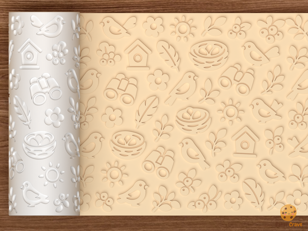 Birdwatching Garden Textured Roller STL File