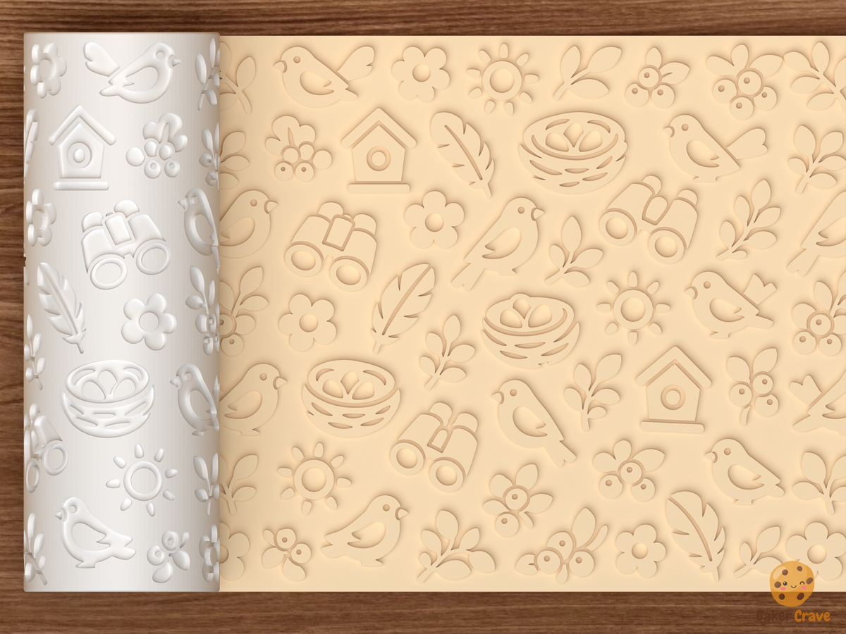 Birdwatching Garden Textured Roller STL File