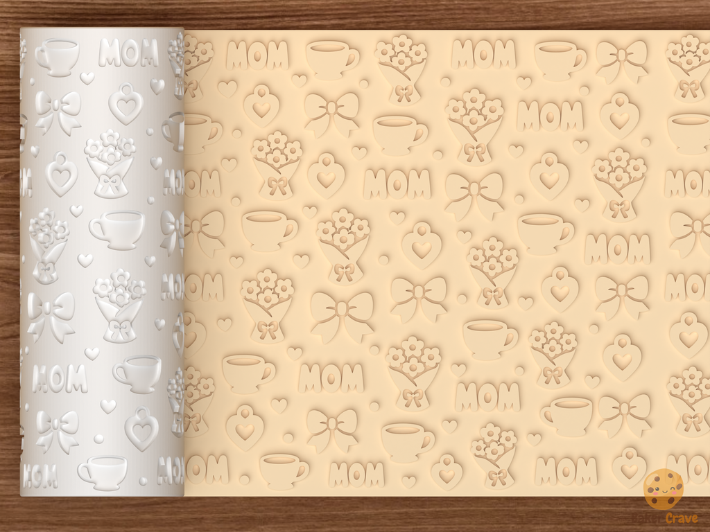 Mother's Day Tea Floral Textured Roller STL File