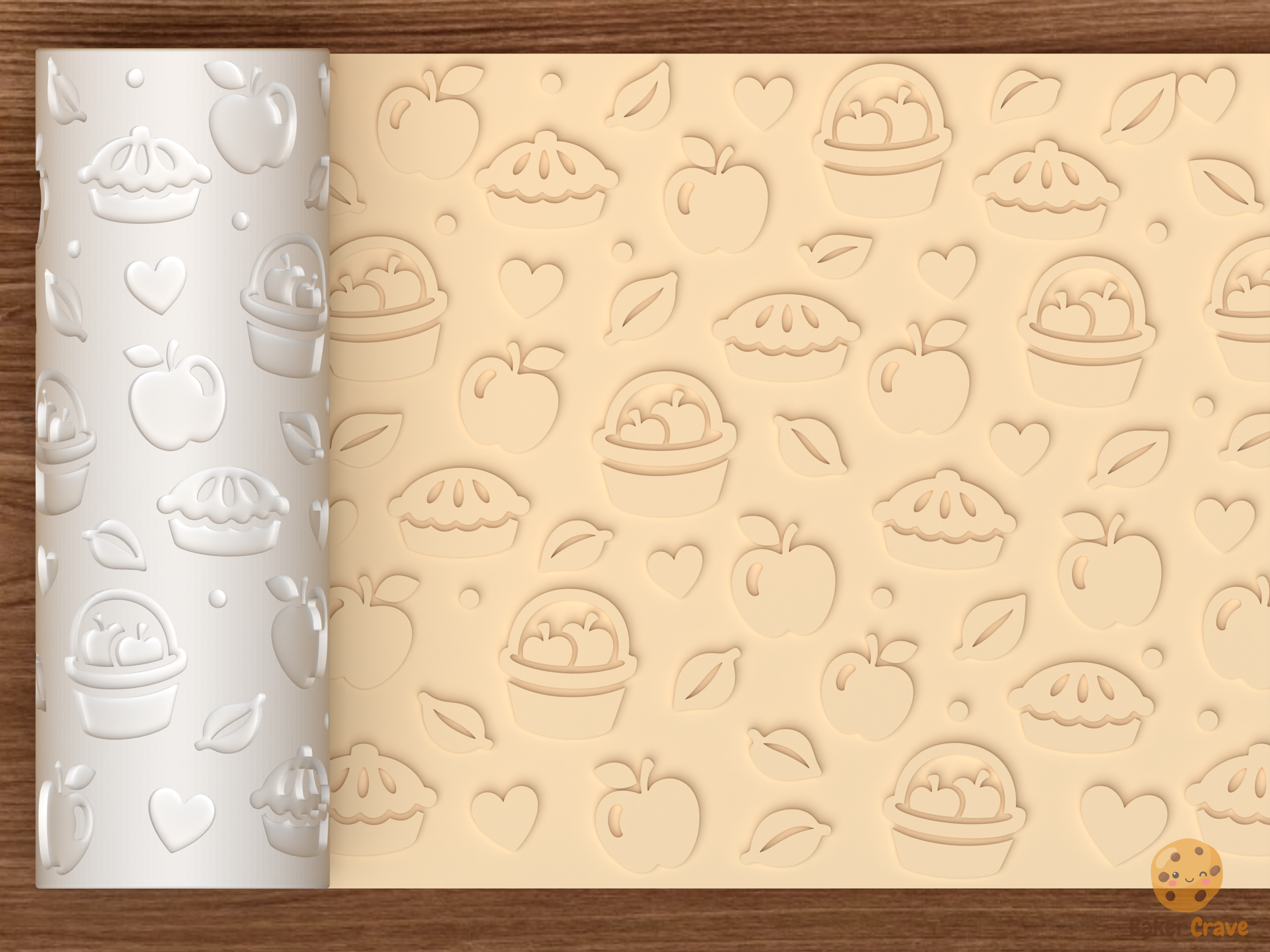 Apple Pie Orchard Textured Roller STL File - 01 main photo emboss