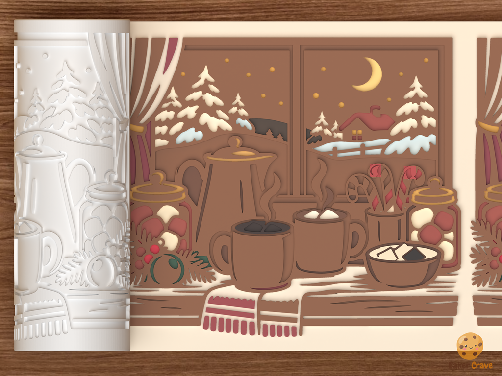Hot Cocoa Window Bar Textured Roller STL File
