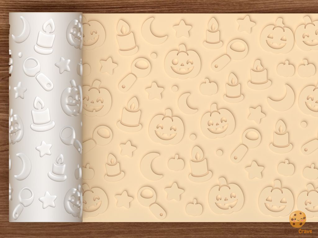 Pumpkin Carving Night Textured Roller STL File - 01 main photo emboss