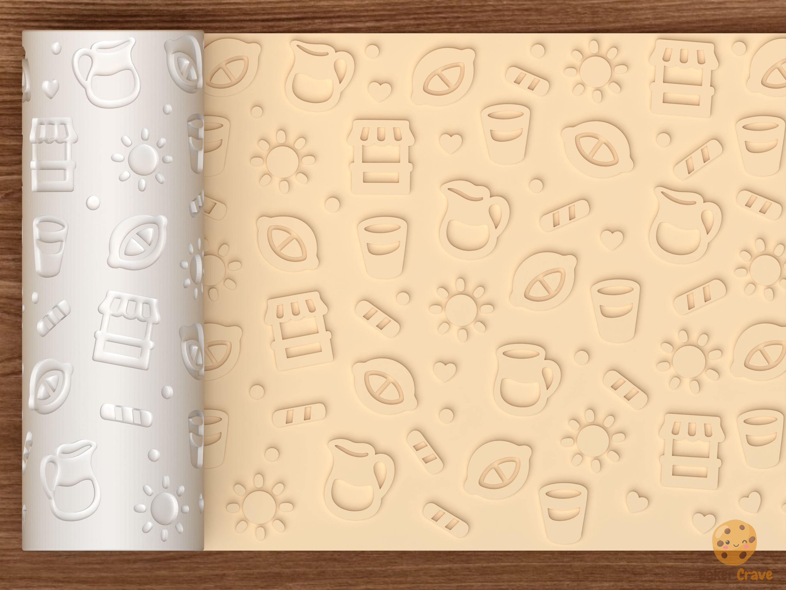 Lemonade Stand Textured Roller STL File - 01 main photo emboss