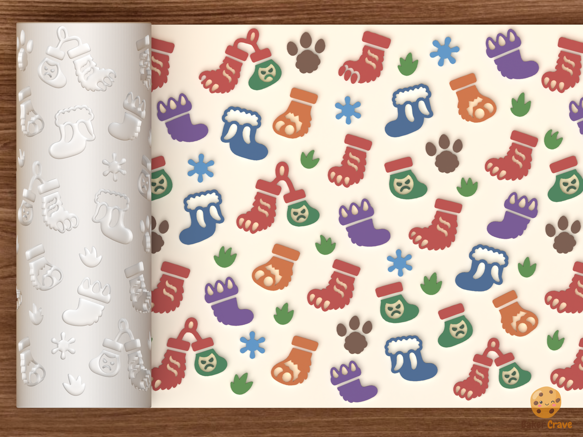 Grumpy Monster Foot Christmas Stockings Textured Roller