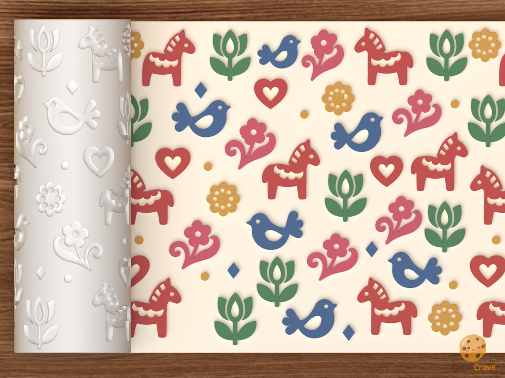 Scandinavian Folk Art Textured Roller STL File