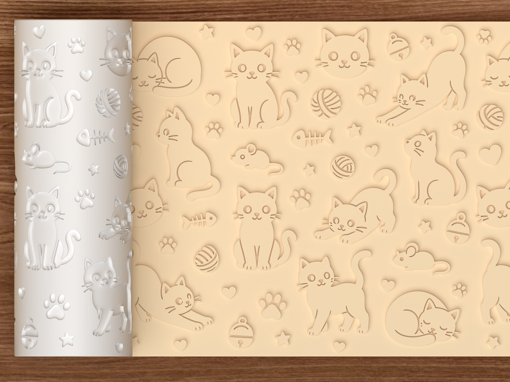 Cat Textured Roller STL File - 01 main photo emboss